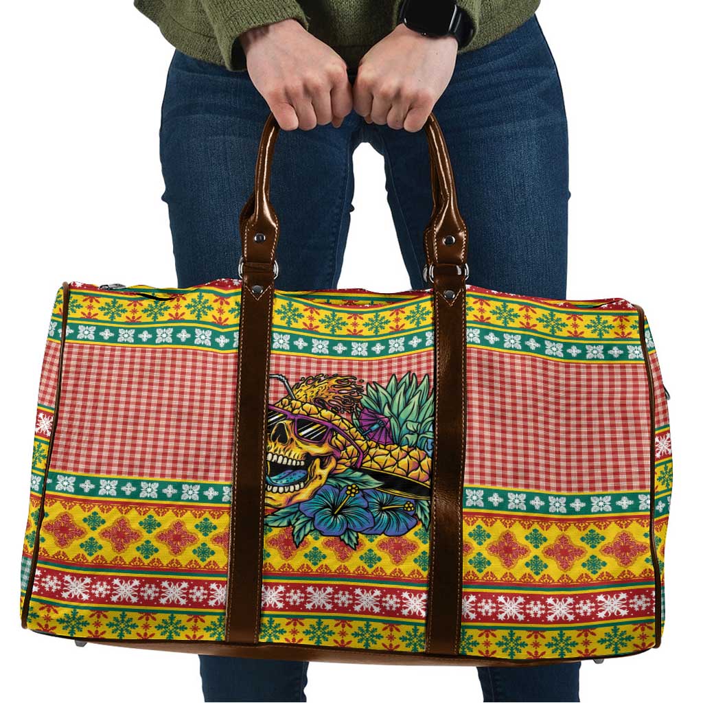 Hawaiian Pineapples Skull Travel Bag Mele Kalikimaka Palaka Quilt Pattern LT9 Yellow - Polynesian Pride