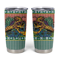 Hawaiian Pineapples Skull Tumbler Cup Mele Kalikimaka Palaka Quilt Pattern LT9 Yellow - Polynesian Pride