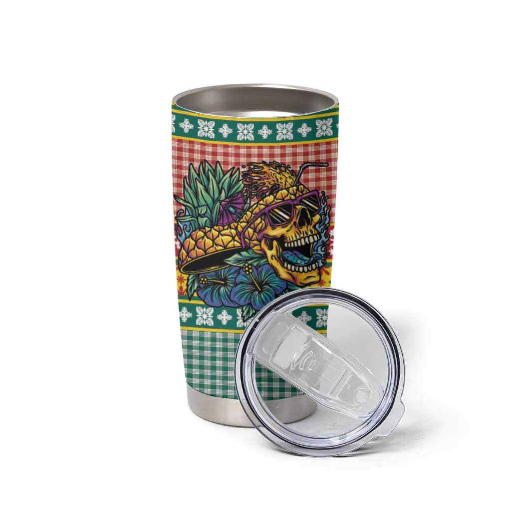 Hawaiian Pineapples Skull Tumbler Cup Mele Kalikimaka Palaka Quilt Pattern LT9 - Polynesian Pride