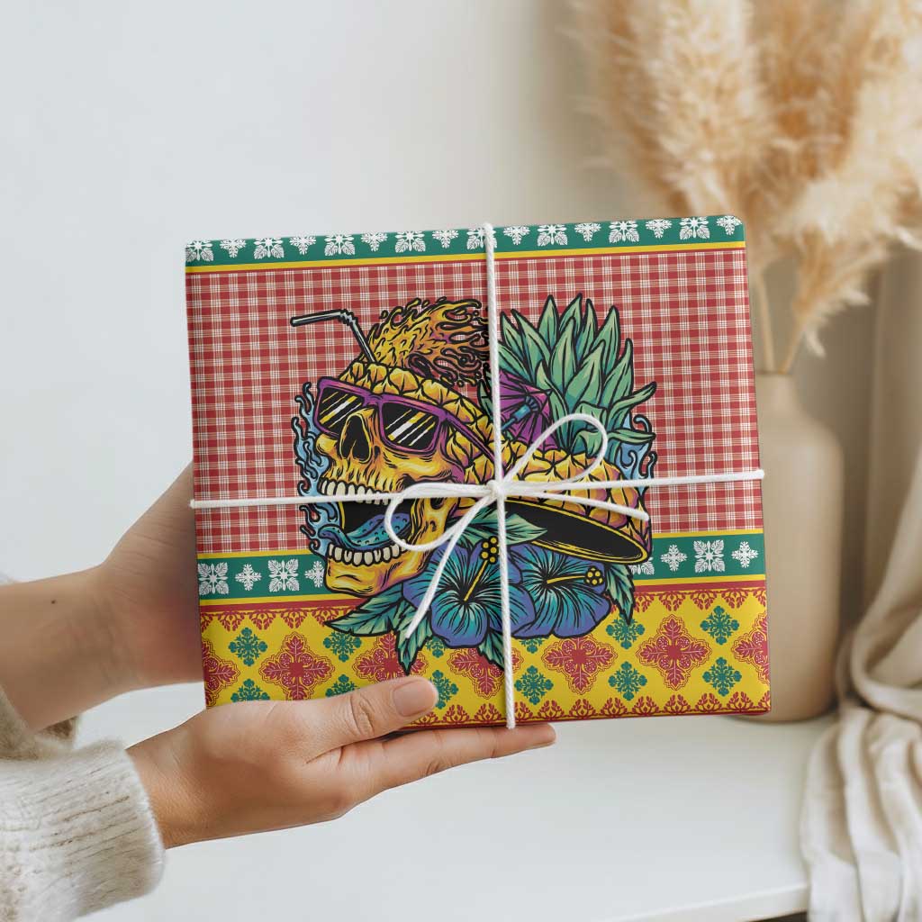 Hawaiian Pineapples Skull Wrapping Paper Mele Kalikimaka Palaka Quilt Pattern LT9 - Polynesian Pride