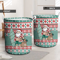 Hawaiian Funny Santa Surf Laundry Basket Mele Kalikimaka Palaka Quilt Pattern LT9 - Polynesian Pride