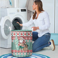 Hawaiian Funny Santa Surf Laundry Basket Mele Kalikimaka Palaka Quilt Pattern LT9 - Polynesian Pride