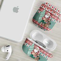 Hawaiian Funny Santa Surf AirPods Case Mele Kalikimaka Palaka Quilt Pattern LT9 - Polynesian Pride