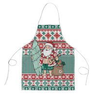 Hawaiian Funny Santa Surf Apron Mele Kalikimaka Palaka Quilt Pattern LT9 Green - Polynesian Pride