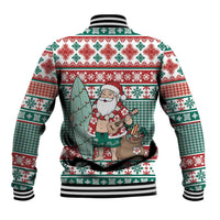 Hawaiian Funny Santa Surf Baseball Jacket Mele Kalikimaka Palaka Quilt Pattern LT9 - Polynesian Pride