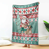 Hawaiian Funny Santa Surf Blanket Mele Kalikimaka Palaka Quilt Pattern LT9 - Polynesian Pride