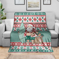Hawaiian Funny Santa Surf Blanket Mele Kalikimaka Palaka Quilt Pattern LT9 - Polynesian Pride
