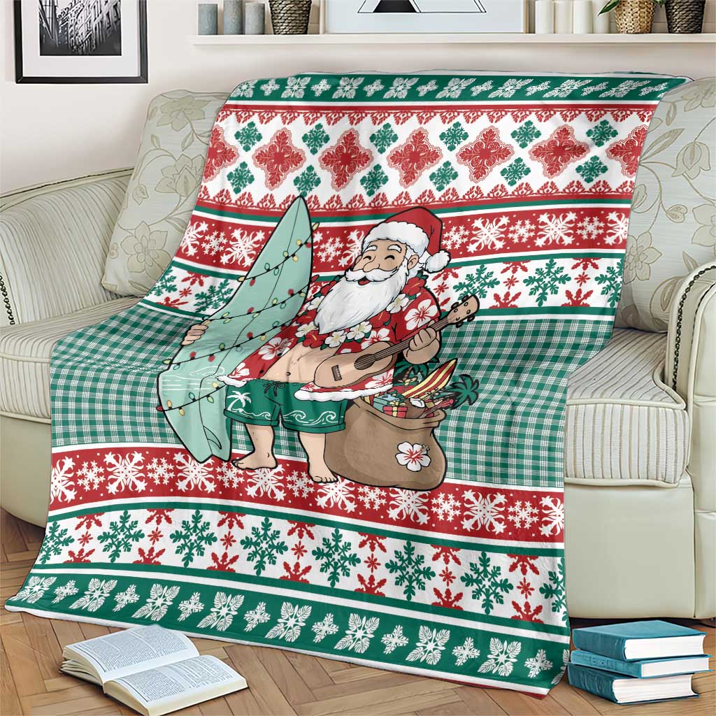 Hawaiian Funny Santa Surf Blanket Mele Kalikimaka Palaka Quilt Pattern LT9 - Polynesian Pride