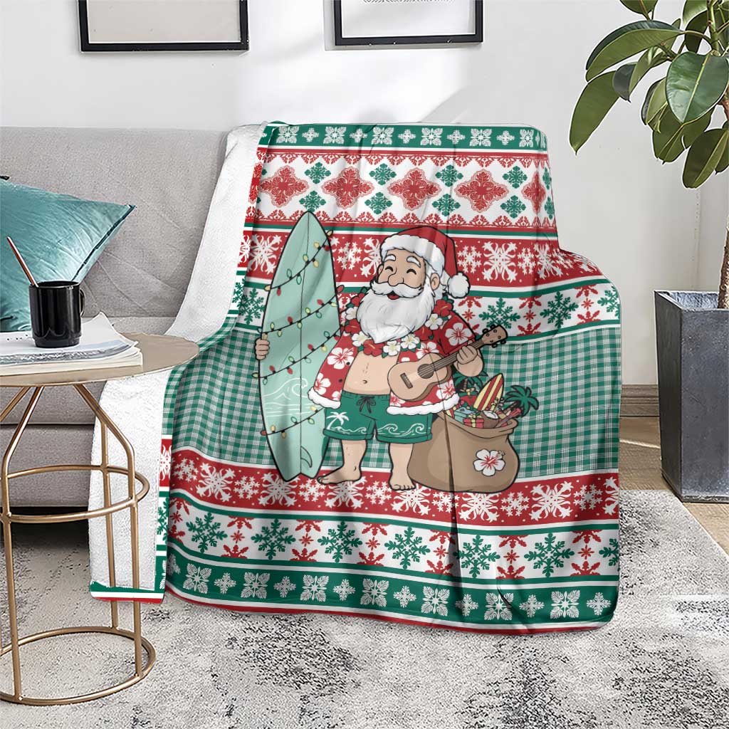 Hawaiian Funny Santa Surf Blanket Mele Kalikimaka Palaka Quilt Pattern LT9 - Polynesian Pride