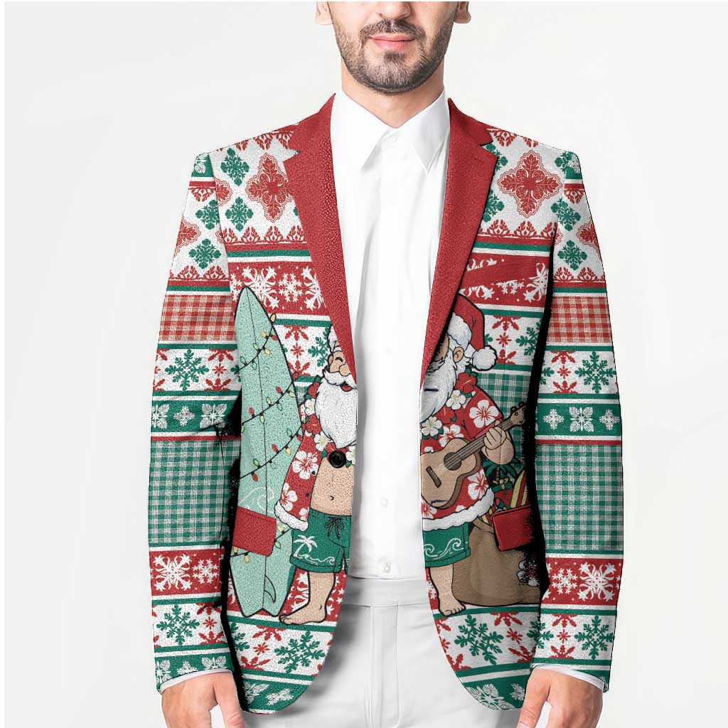 Hawaiian Funny Santa Surf Blazer Mele Kalikimaka Palaka Quilt Pattern LT9 - Polynesian Pride