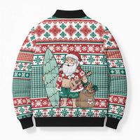 Hawaiian Funny Santa Surf Bomber Puffer Jacket Mele Kalikimaka Palaka Quilt Pattern LT9 - Polynesian Pride