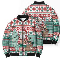 Hawaiian Funny Santa Surf Bomber Puffer Jacket Mele Kalikimaka Palaka Quilt Pattern LT9 - Polynesian Pride