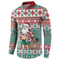 Hawaiian Funny Santa Surf Button Sweatshirt Mele Kalikimaka Palaka Quilt Pattern LT9 - Polynesian Pride