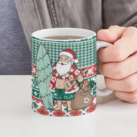 Hawaiian Funny Santa Surf Ceramic Mug Mele Kalikimaka Palaka Quilt Pattern LT9 - Polynesian Pride