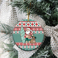 Hawaiian Funny Santa Surf Ceramic Ornament Mele Kalikimaka Palaka Quilt Pattern LT9 - Polynesian Pride