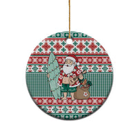 Hawaiian Funny Santa Surf Ceramic Ornament Mele Kalikimaka Palaka Quilt Pattern LT9 - Polynesian Pride