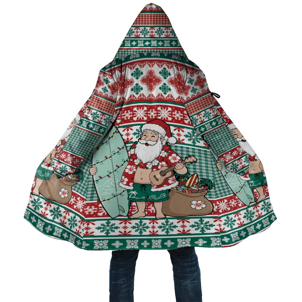 Hawaiian Funny Santa Surf Cloak Mele Kalikimaka Palaka Quilt Pattern LT9 Unisex Green - Polynesian Pride