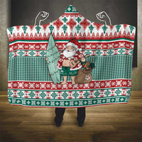Hawaiian Funny Santa Surf Hooded Blanket Mele Kalikimaka Palaka Quilt Pattern LT9 - Polynesian Pride