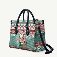 Hawaiian Funny Santa Surf Leather Bag Mele Kalikimaka Palaka Quilt Pattern LT9 Green - Polynesian Pride