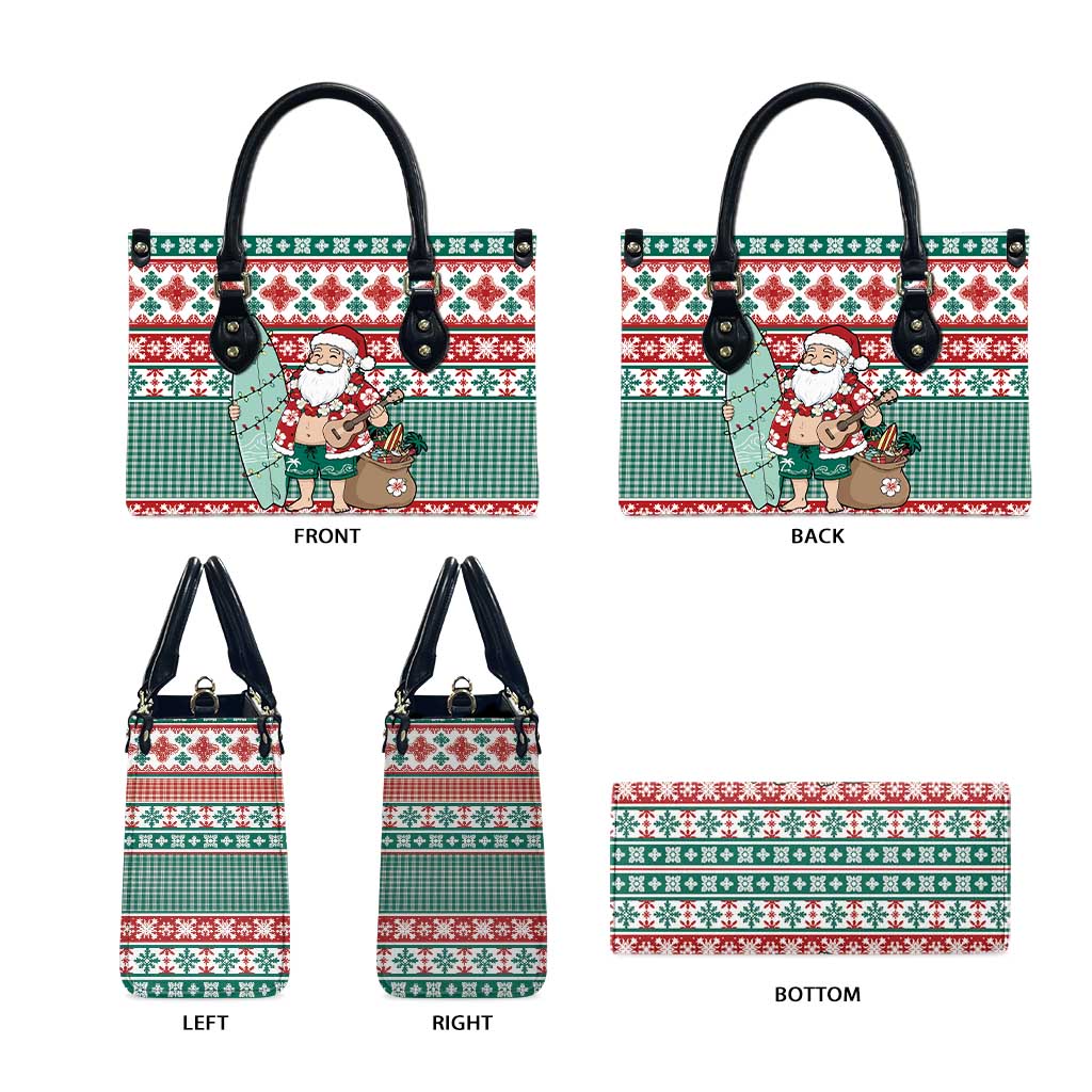 Hawaiian Funny Santa Surf Leather Bag Mele Kalikimaka Palaka Quilt Pattern LT9 - Polynesian Pride