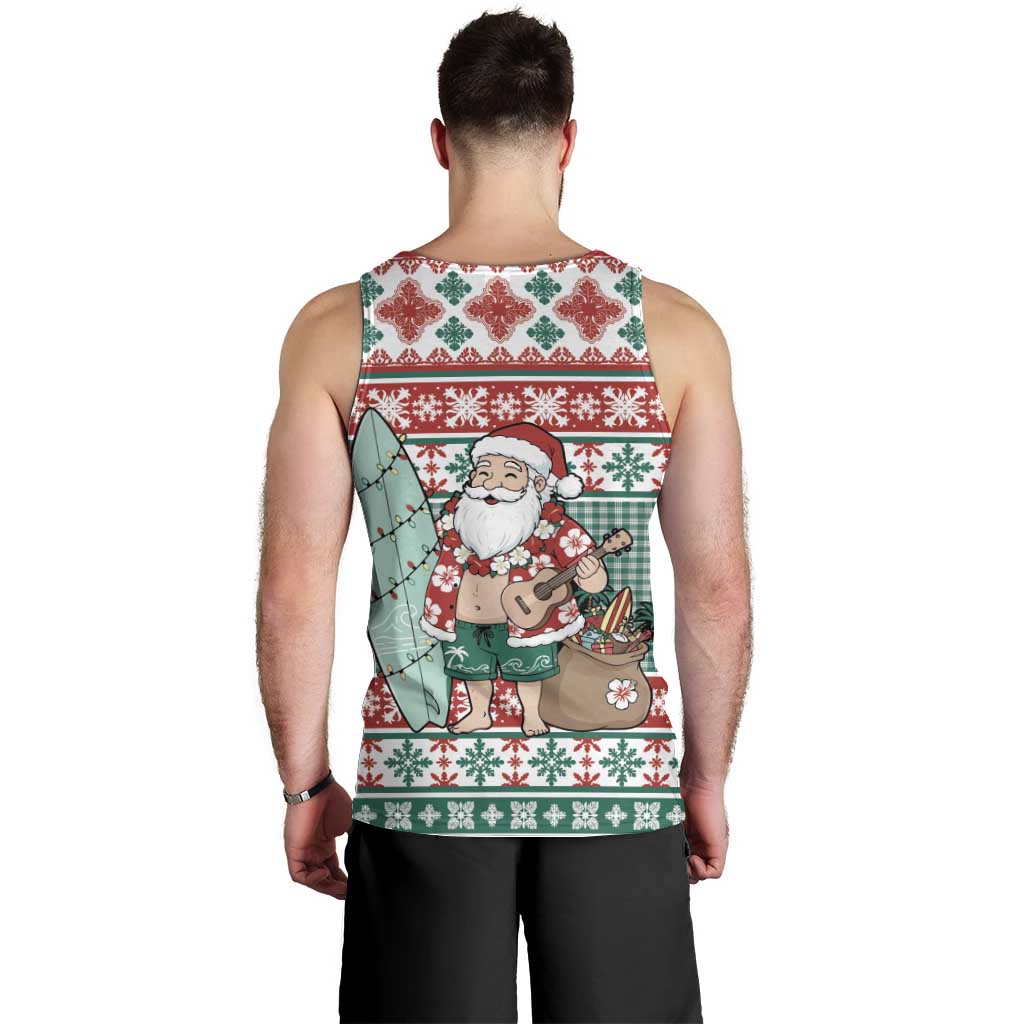 Hawaiian Funny Santa Surf Men Tank Top Mele Kalikimaka Palaka Quilt Pattern LT9 - Polynesian Pride