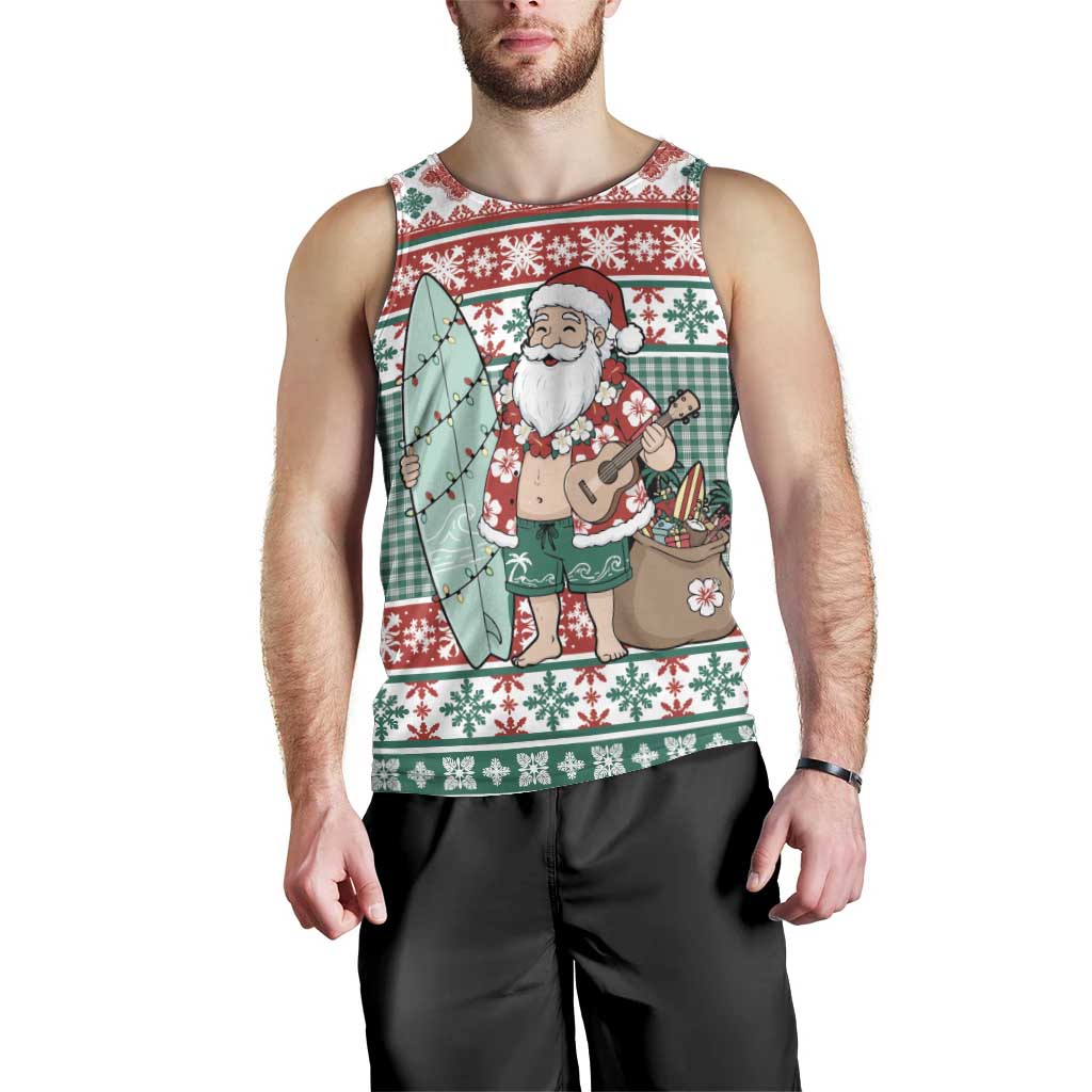 Hawaiian Funny Santa Surf Men Tank Top Mele Kalikimaka Palaka Quilt Pattern LT9 - Polynesian Pride