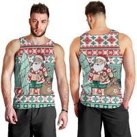 Hawaiian Funny Santa Surf Men Tank Top Mele Kalikimaka Palaka Quilt Pattern LT9 - Polynesian Pride