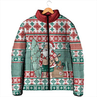 Hawaiian Funny Santa Surf Padded Jacket Mele Kalikimaka Palaka Quilt Pattern LT9 - Polynesian Pride