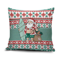 Hawaiian Funny Santa Surf Pillow Cover Mele Kalikimaka Palaka Quilt Pattern LT9 Green - Polynesian Pride