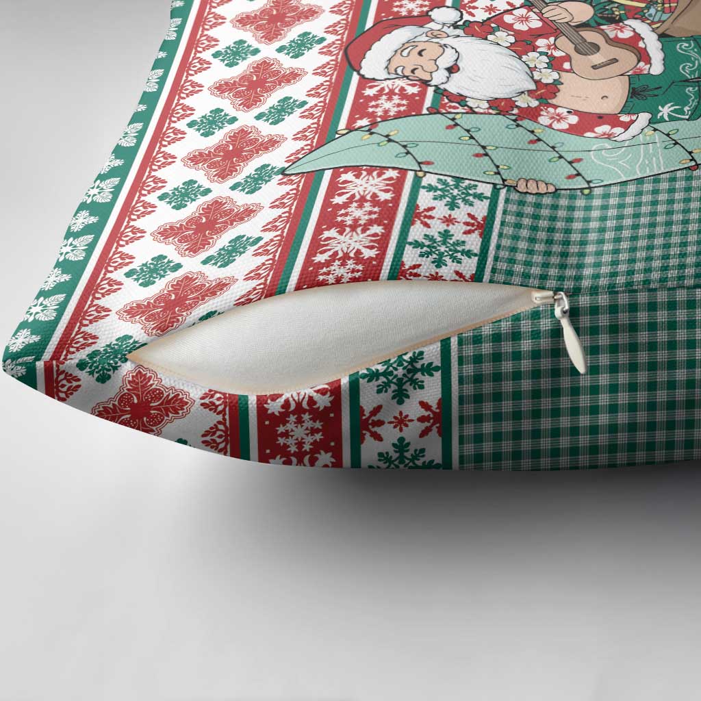 Hawaiian Funny Santa Surf Pillow Cover Mele Kalikimaka Palaka Quilt Pattern LT9 - Polynesian Pride