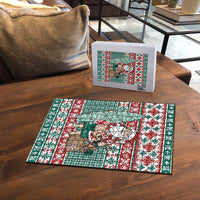 Hawaiian Funny Santa Surf Puzzle Mele Kalikimaka Palaka Quilt Pattern LT9 - Polynesian Pride
