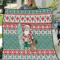 Hawaiian Funny Santa Surf Quilt Mele Kalikimaka Palaka Quilt Pattern LT9 Green - Polynesian Pride