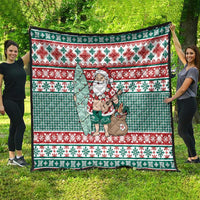 Hawaiian Funny Santa Surf Quilt Mele Kalikimaka Palaka Quilt Pattern LT9 - Polynesian Pride