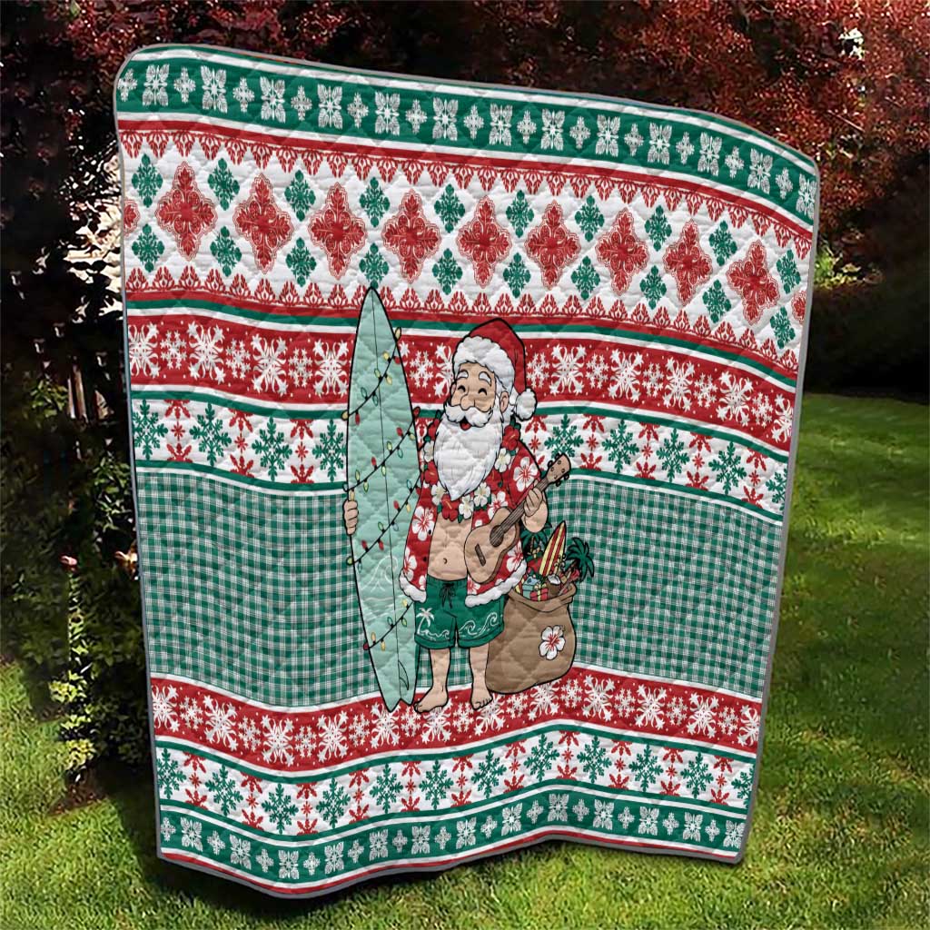 Hawaiian Funny Santa Surf Quilt Mele Kalikimaka Palaka Quilt Pattern LT9 - Polynesian Pride