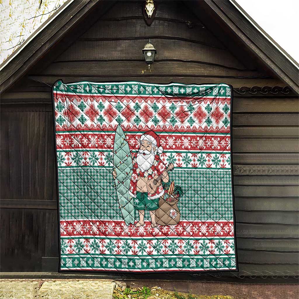 Hawaiian Funny Santa Surf Quilt Mele Kalikimaka Palaka Quilt Pattern LT9 - Polynesian Pride