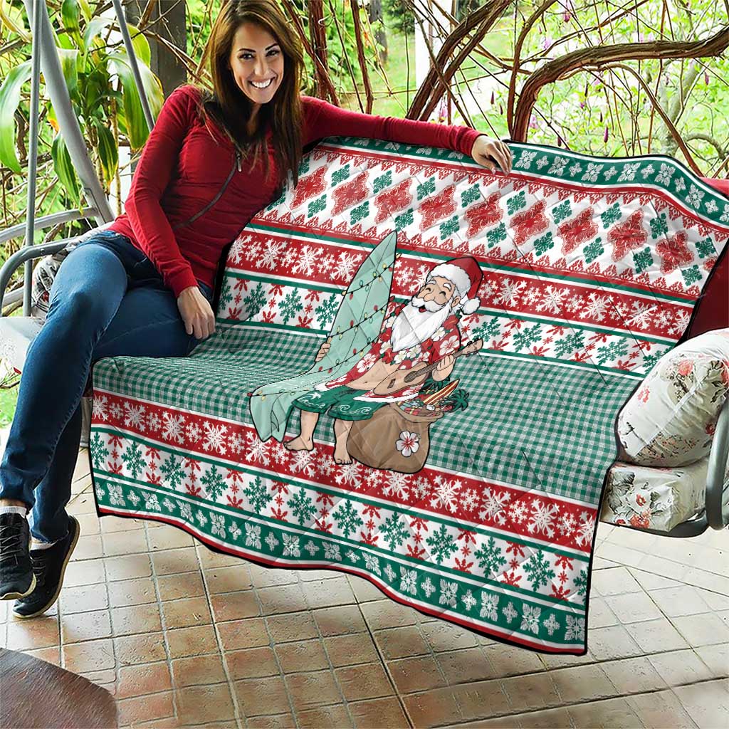 Hawaiian Funny Santa Surf Quilt Mele Kalikimaka Palaka Quilt Pattern LT9 - Polynesian Pride
