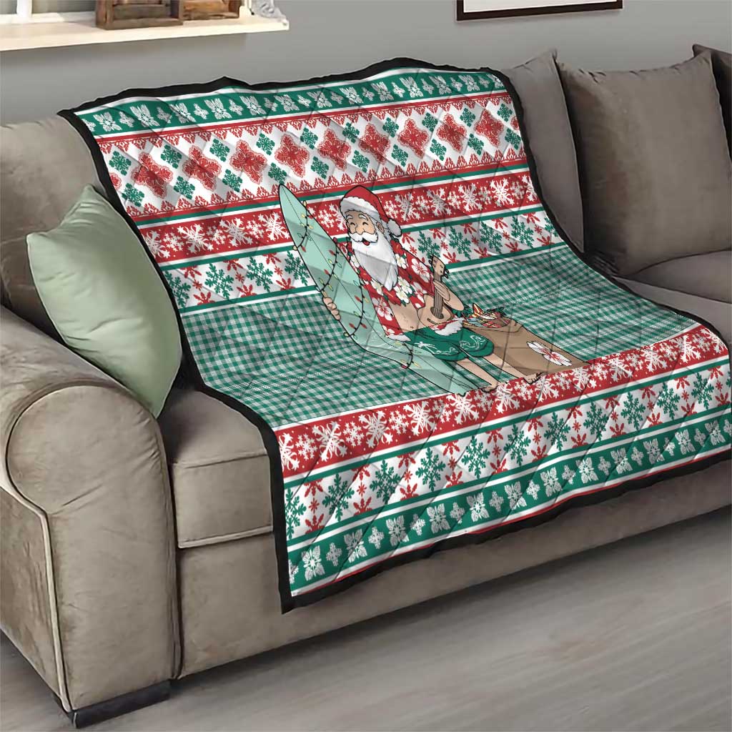 Hawaiian Funny Santa Surf Quilt Mele Kalikimaka Palaka Quilt Pattern LT9 - Polynesian Pride