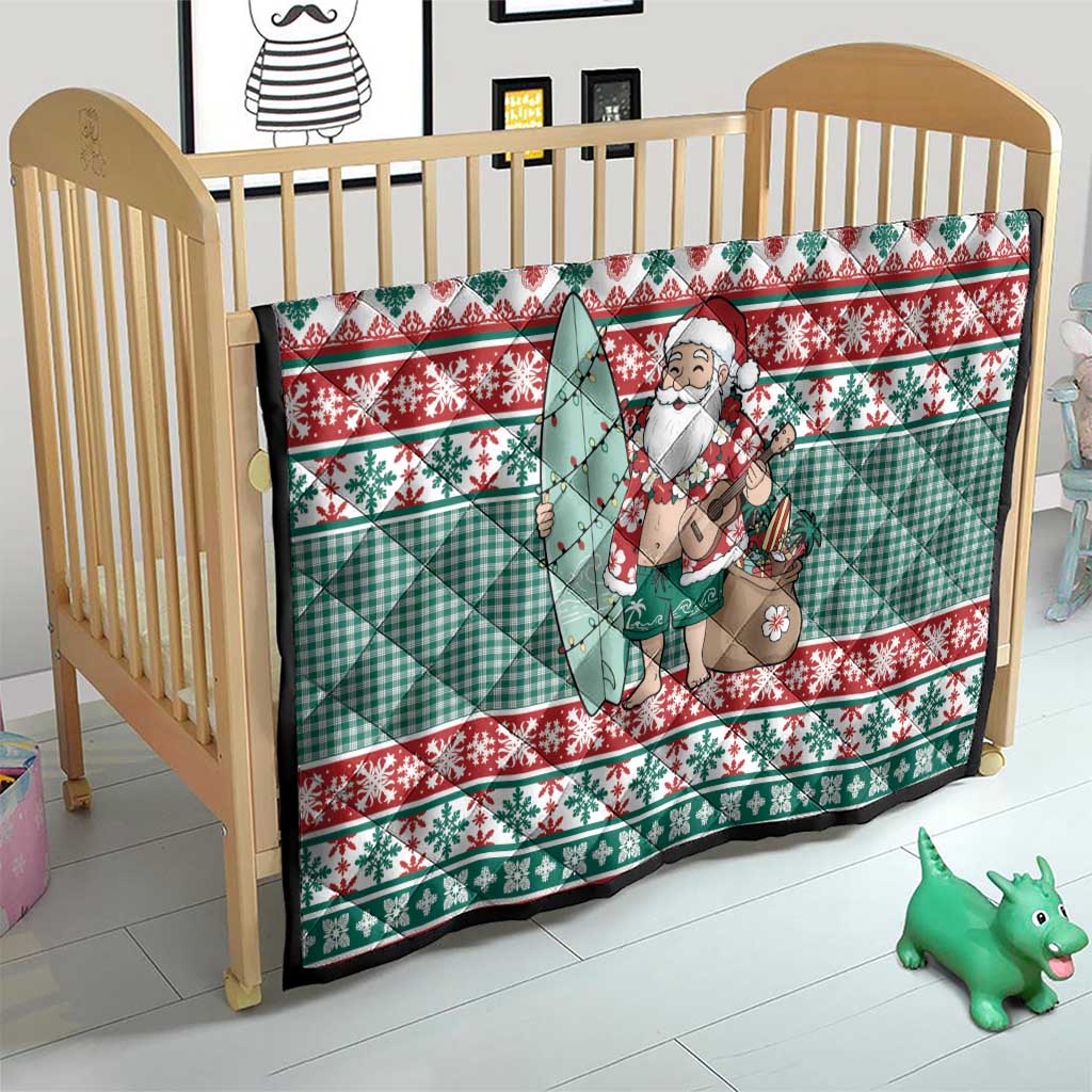 Hawaiian Funny Santa Surf Quilt Mele Kalikimaka Palaka Quilt Pattern LT9 - Polynesian Pride