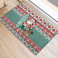 Hawaiian Funny Santa Surf Rubber Doormat Mele Kalikimaka Palaka Quilt Pattern LT9 - Polynesian Pride