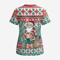 Hawaiian Funny Santa Surf Scrub Top Mele Kalikimaka Palaka Quilt Pattern LT9 - Polynesian Pride