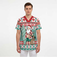 Hawaiian Funny Santa Surf Scrub Top Mele Kalikimaka Palaka Quilt Pattern LT9 - Polynesian Pride