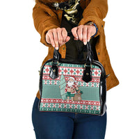 Hawaiian Funny Santa Surf Shoulder Handbag Mele Kalikimaka Palaka Quilt Pattern LT9 One Size Green - Polynesian Pride