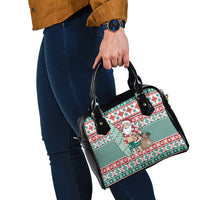 Hawaiian Funny Santa Surf Shoulder Handbag Mele Kalikimaka Palaka Quilt Pattern LT9 - Polynesian Pride