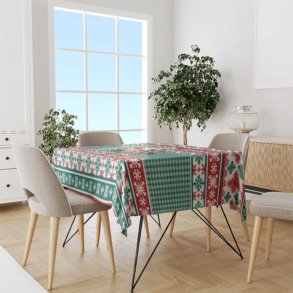 Hawaiian Funny Santa Surf Tablecloth Mele Kalikimaka Palaka Quilt Pattern LT9 - Polynesian Pride