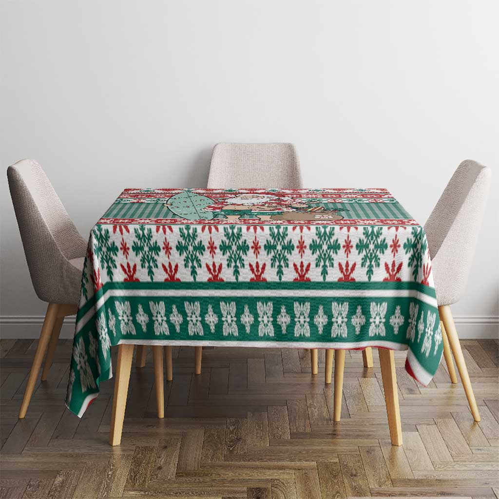 Hawaiian Funny Santa Surf Tablecloth Mele Kalikimaka Palaka Quilt Pattern LT9 - Polynesian Pride