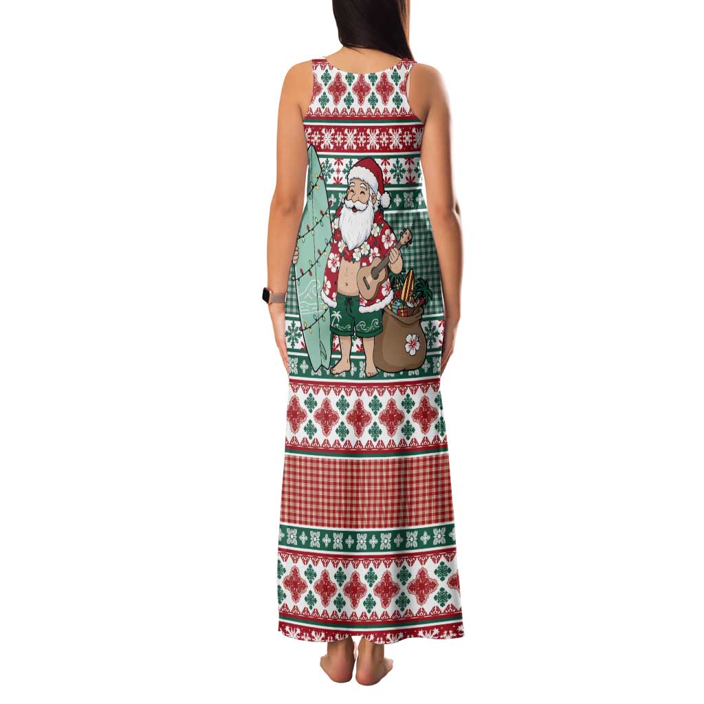 Hawaiian Funny Santa Surf Tank Maxi Dress Mele Kalikimaka Palaka Quilt Pattern LT9 - Polynesian Pride