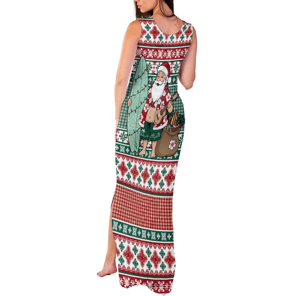 Hawaiian Funny Santa Surf Tank Maxi Dress Mele Kalikimaka Palaka Quilt Pattern LT9 - Polynesian Pride