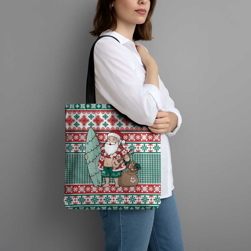 Hawaiian Funny Santa Surf Tote Bag Mele Kalikimaka Palaka Quilt Pattern LT9 - Polynesian Pride