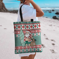Hawaiian Funny Santa Surf Tote Bag Mele Kalikimaka Palaka Quilt Pattern LT9 - Polynesian Pride