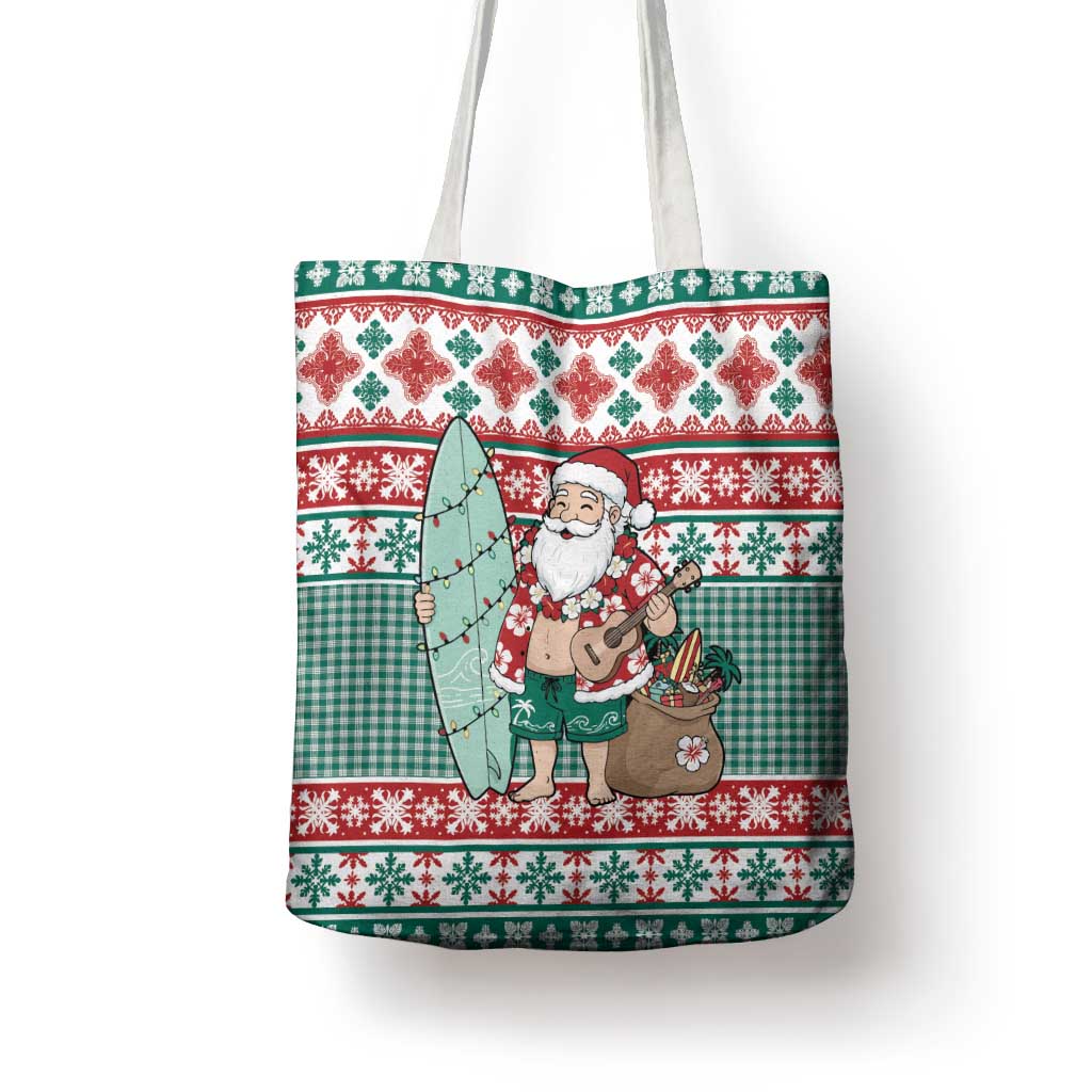 Hawaiian Funny Santa Surf Tote Bag Mele Kalikimaka Palaka Quilt Pattern LT9 - Polynesian Pride